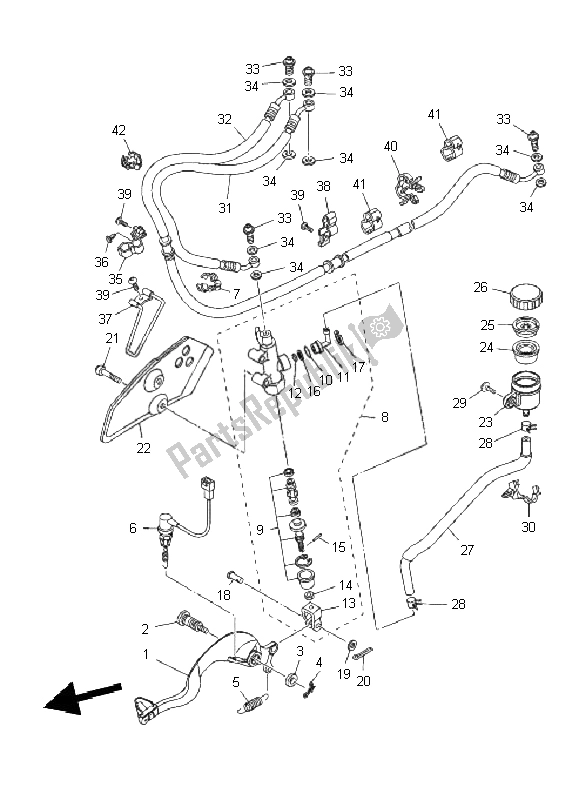 All parts for the Rear Master Cylinder of the Yamaha XT 1200Z Tenere 2011