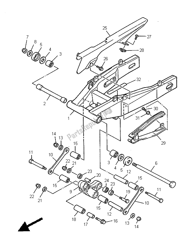 Tutte le parti per il Braccio Posteriore del Yamaha YZF 600R Thundercat 2000