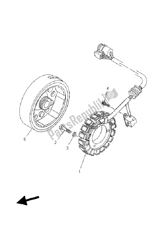 All parts for the Generator of the Yamaha YFM 350F Grizzly 4X4 2010