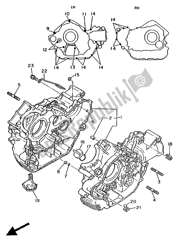 Toutes les pièces pour le Carter du Yamaha XV 750 Virago 1992