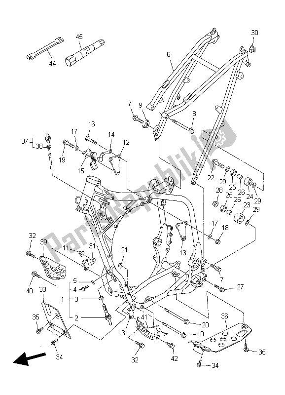 All parts for the Frame of the Yamaha WR 450F 2006