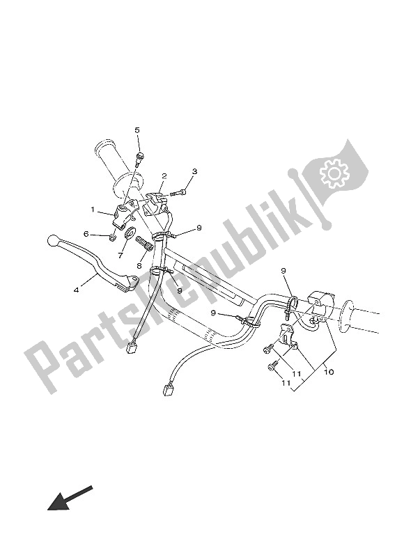 All parts for the Handle Switch & Lever of the Yamaha TT R 110E 2016