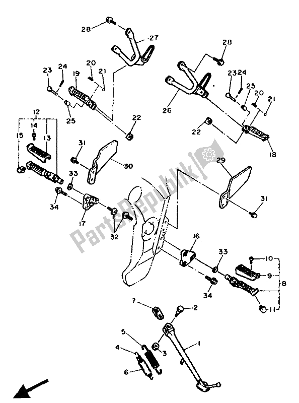 Toutes les pièces pour le Support Et Repose-pieds du Yamaha FZR 600 Genesis 1990