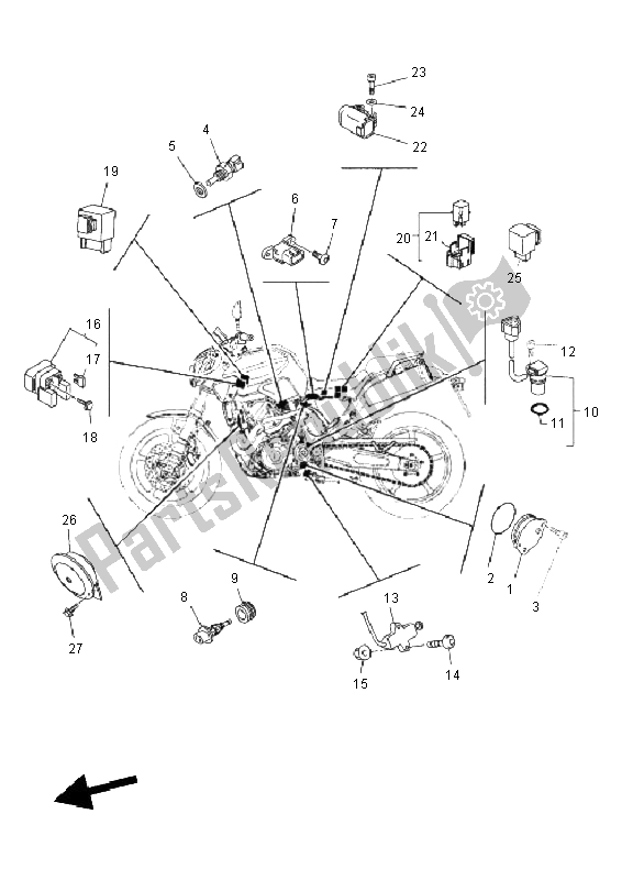 Toutes les pièces pour le électrique 2 du Yamaha MT 03 660 2011