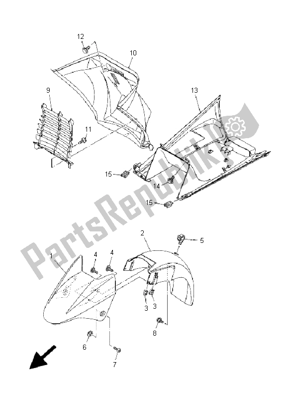 Tutte le parti per il Parafango del Yamaha YP 400 Majesty 2009