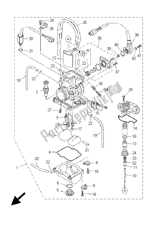 All parts for the Carburetor of the Yamaha YZ 250 2001