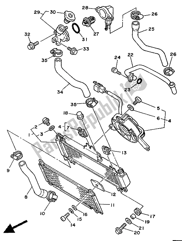 Tutte le parti per il Tubo Del Radiatore del Yamaha XTZ 750 Supertenere 1991