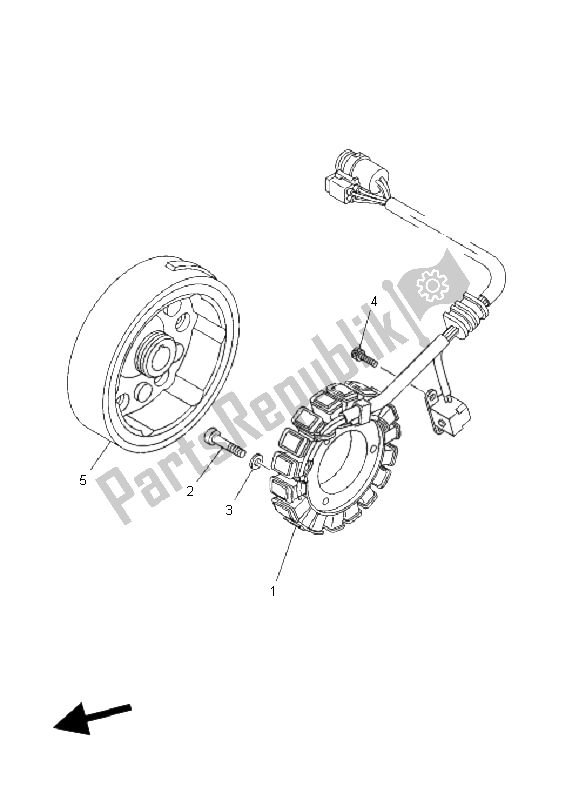 All parts for the Generator of the Yamaha YFM 350F Grizzly 4X4 2011