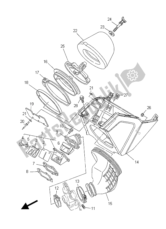 Alle onderdelen voor de Inname van de Yamaha YZ 250 2015