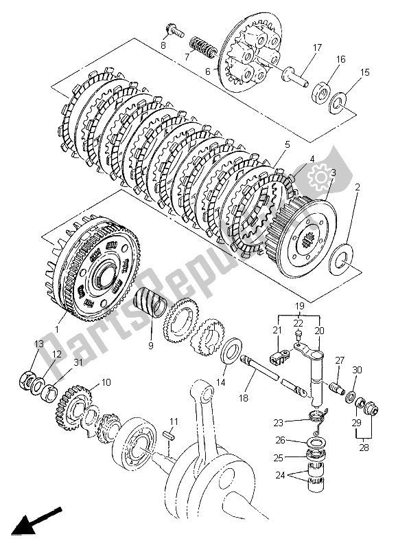 All parts for the Clutch of the Yamaha SR 400 2014