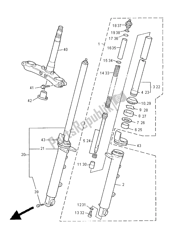 Wszystkie części do Przedni Widelec Yamaha XJ 900S Diversion 2000