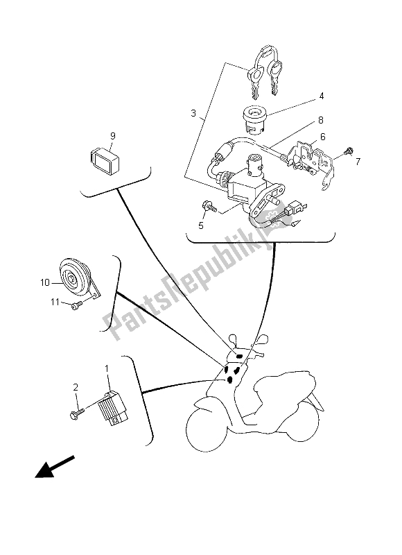 Tutte le parti per il Elettrico 1 del Yamaha YN 50 2015