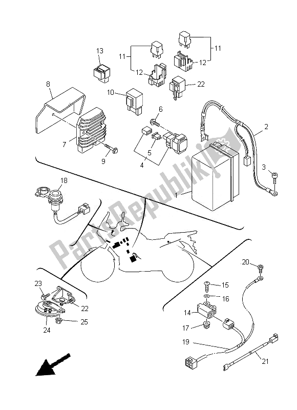 All parts for the Electrical 2 of the Yamaha XT 1200Z 2014