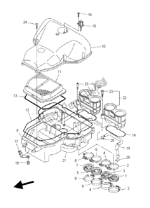 All parts for the Intake of the Yamaha FZ1 S Fazer 1000 2010