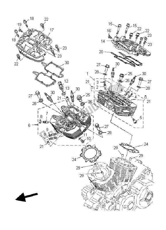 All parts for the Cylinder Head of the Yamaha MT 01 1670 2007