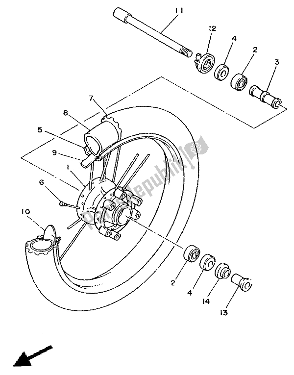 Tutte le parti per il Ruota Anteriore del Yamaha TY 250R 1991