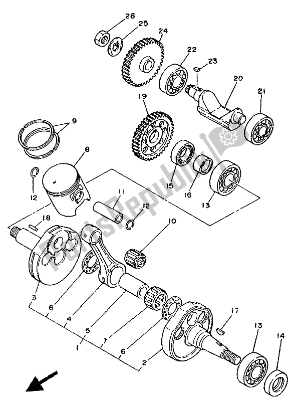 All parts for the Crankshaft & Piston of the Yamaha DT 125R 1992