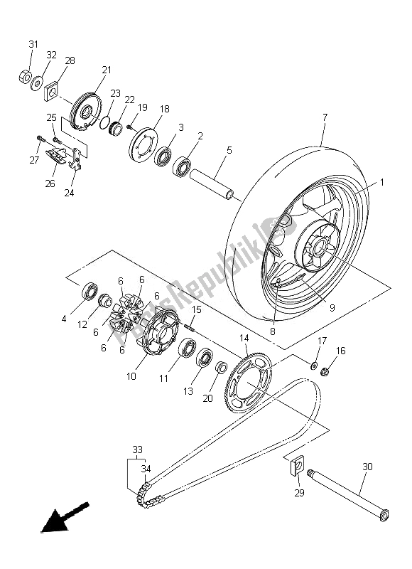 Wszystkie części do Tylne Ko? O Yamaha FZ8 NA 800 2014