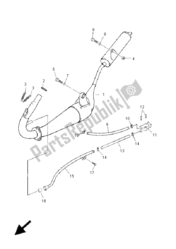 All parts for the Exhaust of the Yamaha TZR 50 2005
