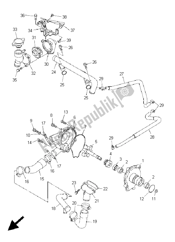 All parts for the Water Pump of the Yamaha FJR 1300A 2011