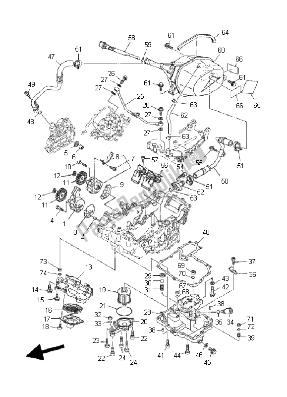 All parts for the Oil Pump of the Yamaha TDM 900 2008