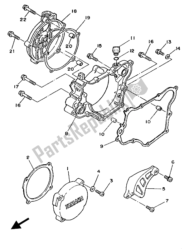 All parts for the Crankcase Cover 1 of the Yamaha YZ 125 LC 1992