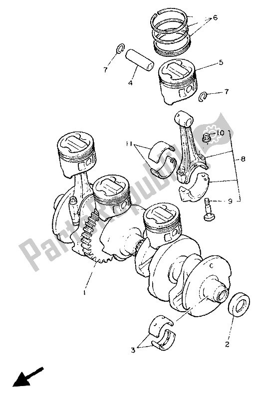 Todas las partes para Cigüeñal Y Pistón de Yamaha FJ 1200 1992