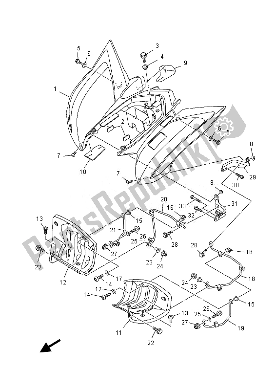 Toutes les pièces pour le Garde-boue Arrière du Yamaha YFM 700 RD 2013