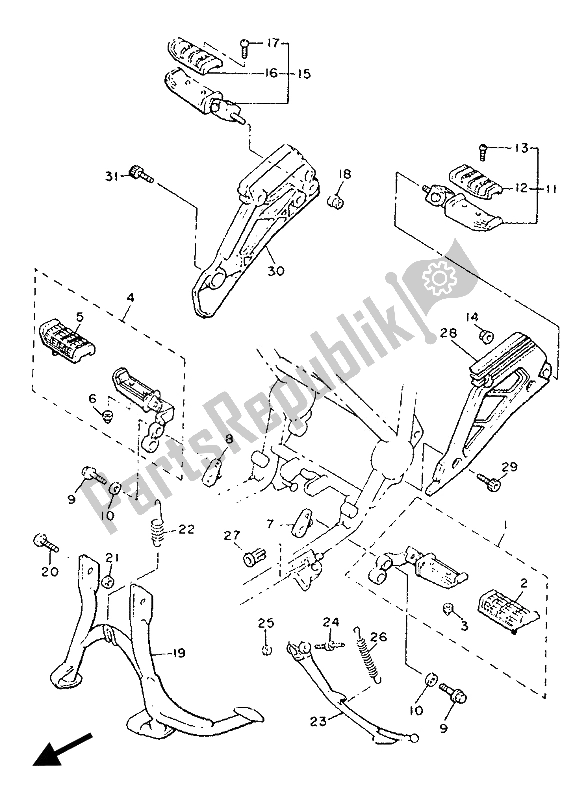 Toutes les pièces pour le Support Et Repose-pieds du Yamaha XJ 900 1990