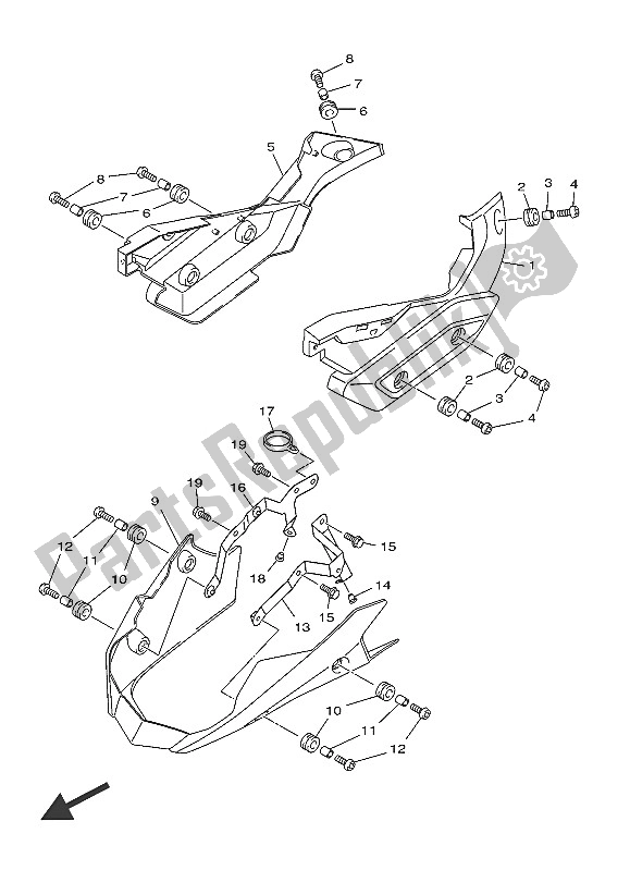 All parts for the Side Cover 2 of the Yamaha XJ6S 600 2016