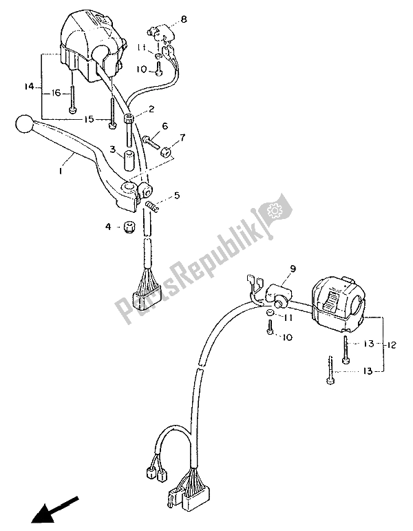 Todas las partes para Interruptor De Palanca Y Palanca de Yamaha FZ 750 1986