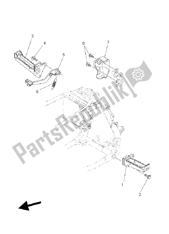 All parts for the Stand & Footrest of the Yamaha YFZ 450S 2004