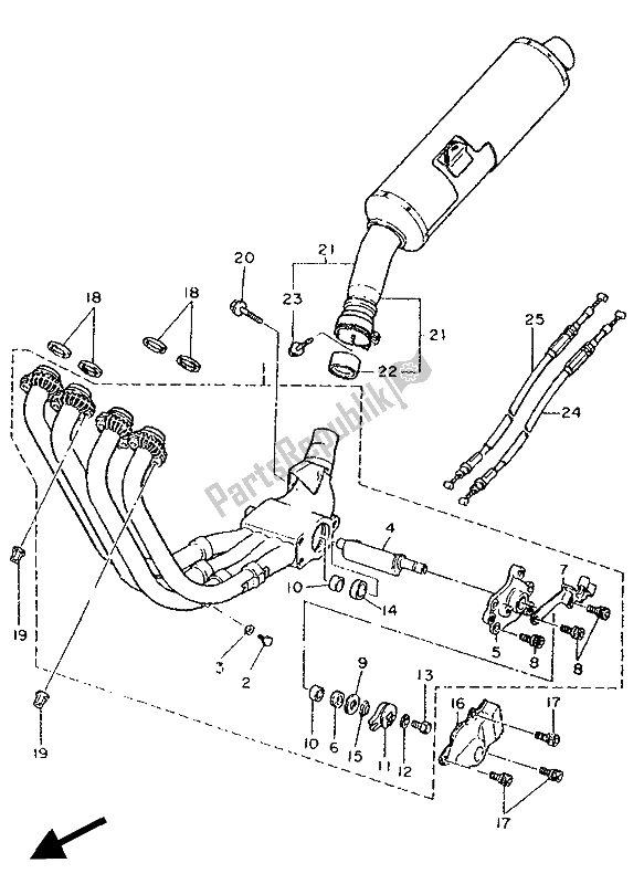 All parts for the Exhaust of the Yamaha FZR 1000 1994