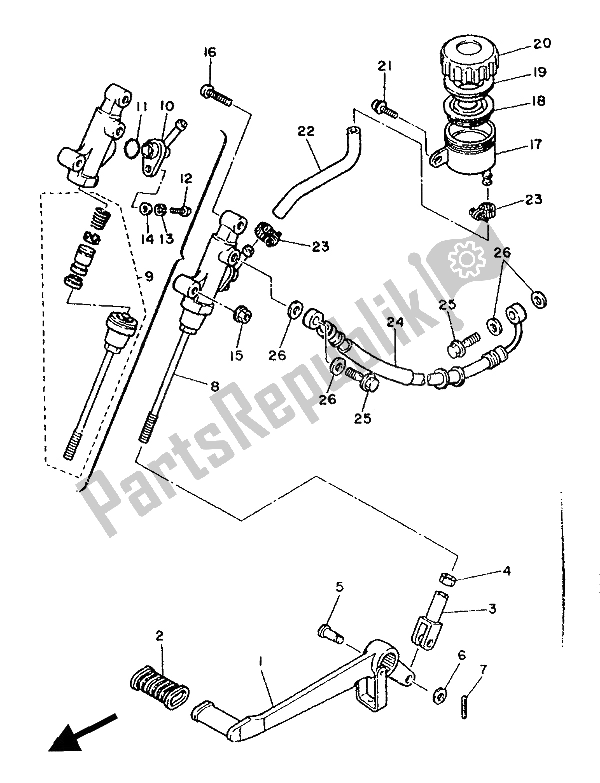 Todas las partes para Cilindro Maestro Trasero de Yamaha FZ 600 1986