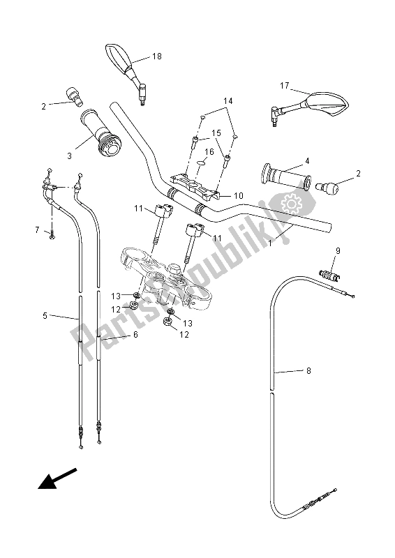 Todas las partes para Manija De Dirección Y Cable de Yamaha MT 125 2015