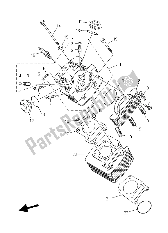 Tutte le parti per il Cilindro del Yamaha TT R 125E SW LW 2006