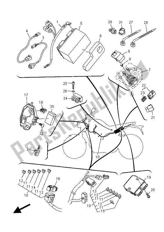 All parts for the Electrical 1 of the Yamaha MT 09A 900 2015