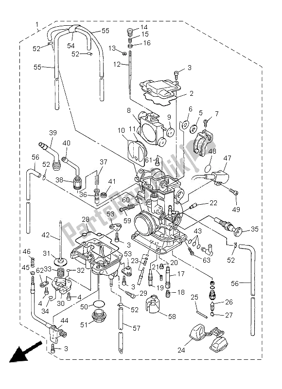 All parts for the Carburetor of the Yamaha YZ 250F 2013