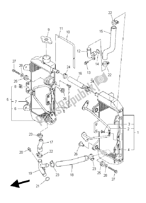 All parts for the Radiator & Hose of the Yamaha WR 450F 2011