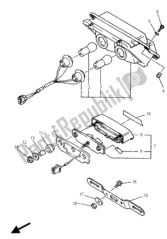 Toutes les pièces pour le Feu Arrière du Yamaha YZF 750 SP 1996