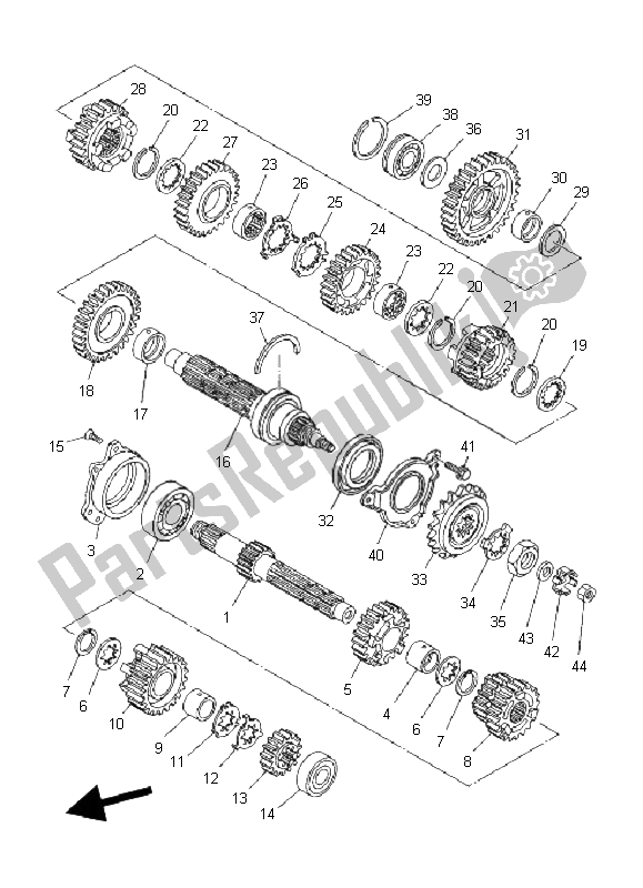 All parts for the Transmission of the Yamaha TDM 900 2008