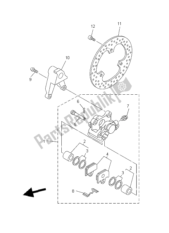 All parts for the Rear Brake Caliper of the Yamaha TZ 250 2002