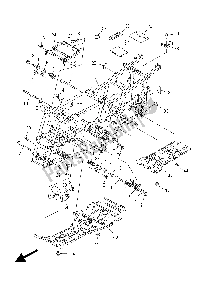 All parts for the Frame of the Yamaha YFM 450 Fwad IRS Grizzly 4X4 2015