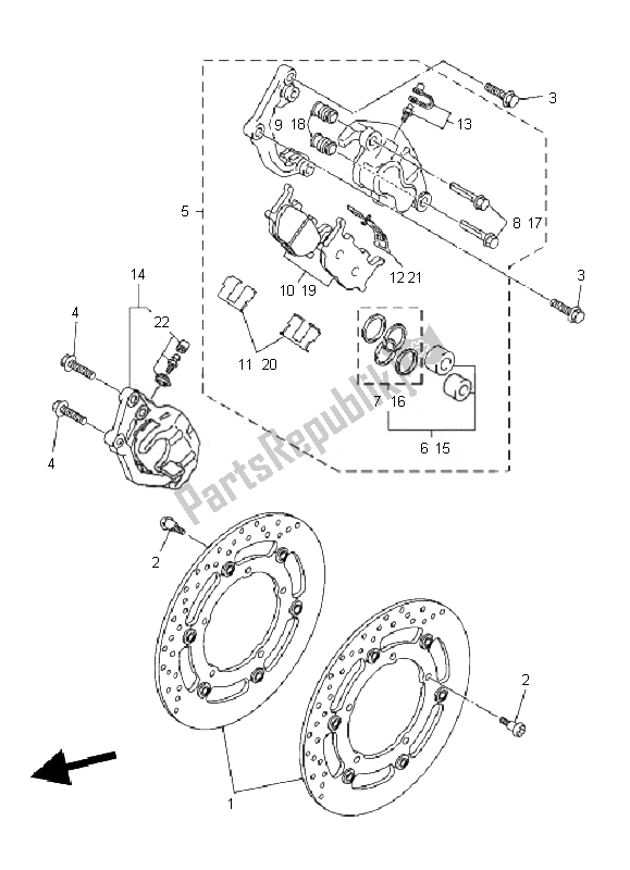 Todas las partes para Pinza De Freno Delantero de Yamaha XJ6 NA 600 2010