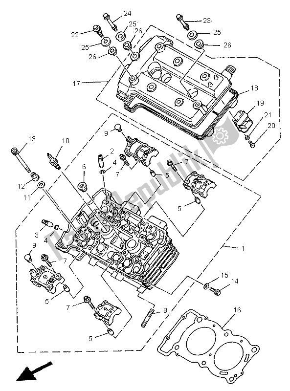 Toutes les pièces pour le Culasse du Yamaha TRX 850 1996