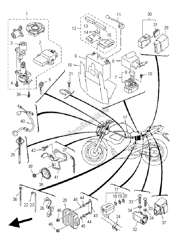 Tutte le parti per il Elettrico 2 del Yamaha XJ6N 600 2010