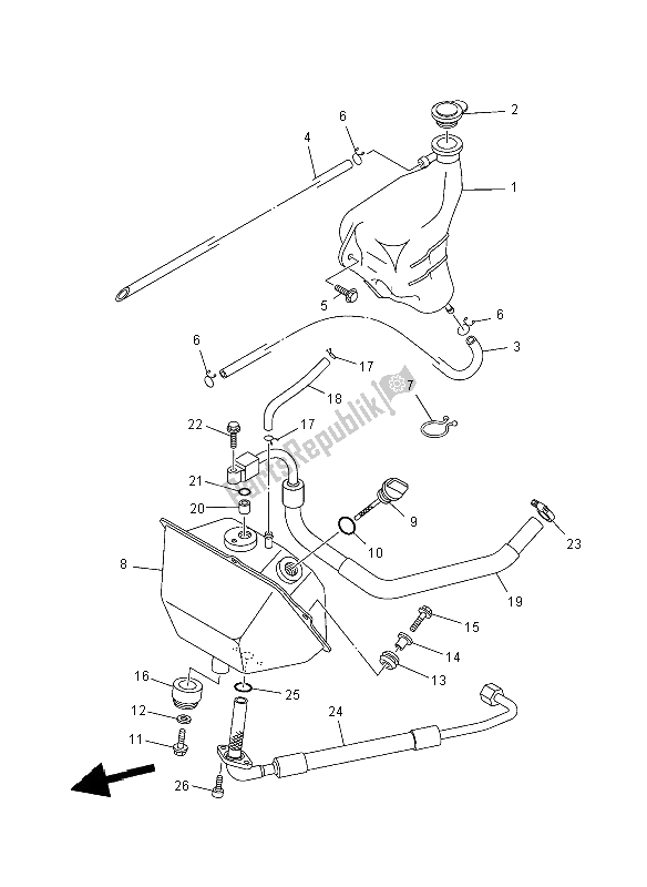 All parts for the Oil Tank of the Yamaha YFM 700R 2012