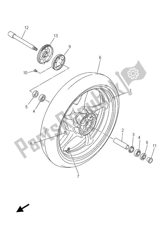 Tutte le parti per il Ruota Anteriore del Yamaha FZ8 SA 800 2013
