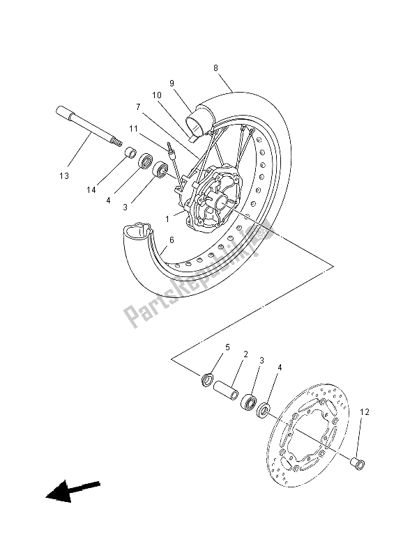 Toutes les pièces pour le Roue Avant du Yamaha XT 660X 2004