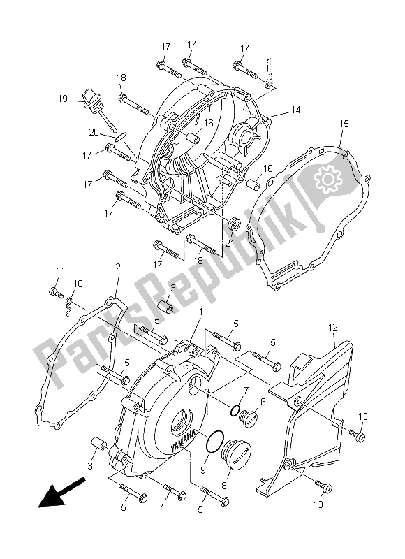 Tutte le parti per il Coperchio Del Carter 1 del Yamaha YBR 125 ED 2014